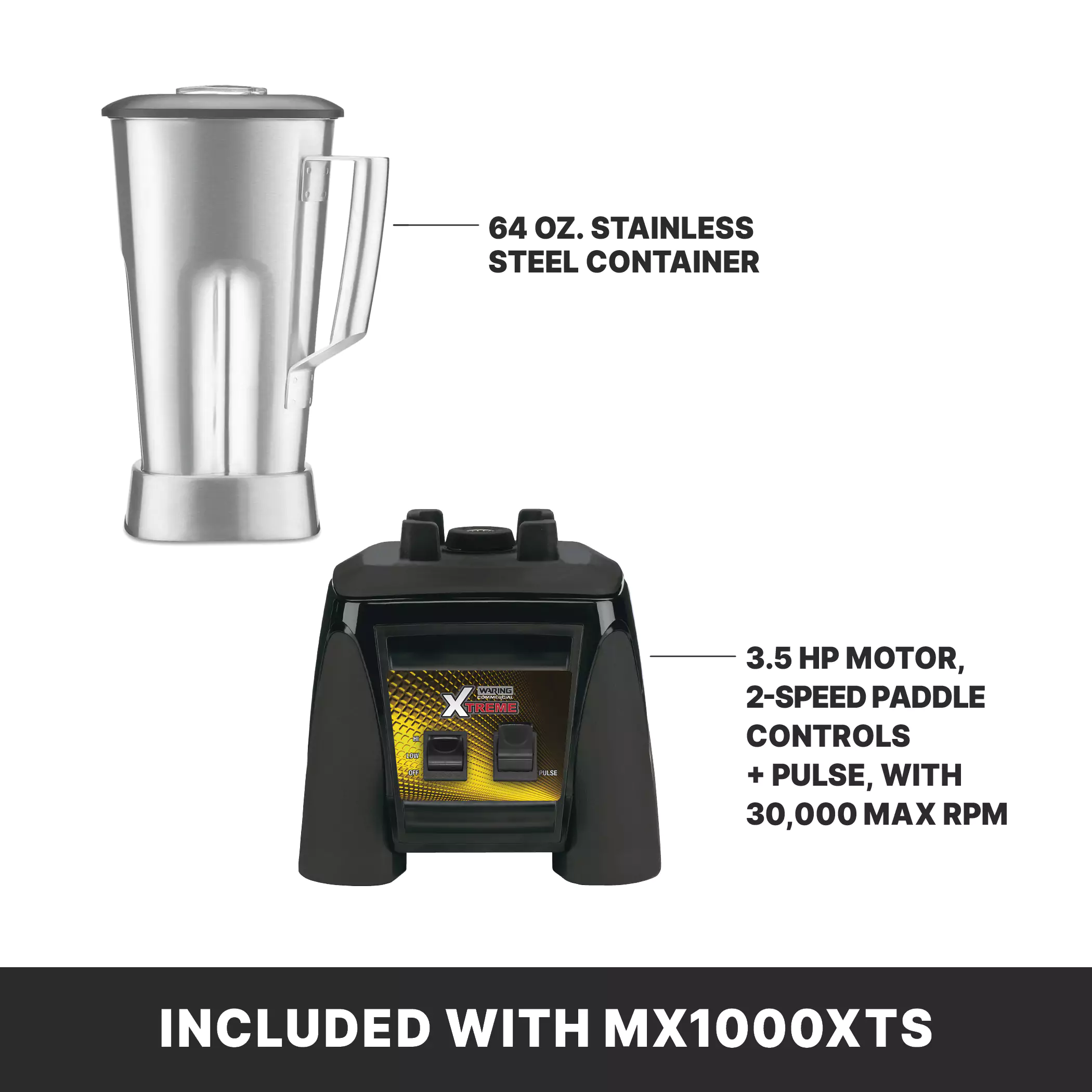 Hi-Power Touchpad Blender | 64oz Copolyester | Waring